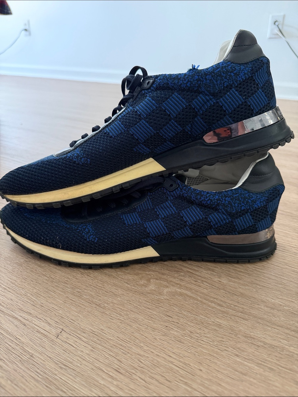 Louis Vuitton LV Blue Knit Lace Up Sneakers